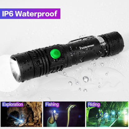 Portable Mini WT518 T6, 3 Modes, Zoomable LED Flashlight 